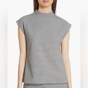 NEW‎ TIBI HUDSON Mock-Neck Houndstooth Sleeveless Blouse Luxury Business Size XS